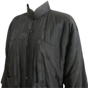 SiLK PaDDeD Vintage 70s Double Horse Black Chinese Jacket Embossed Medallion Sna